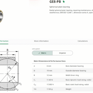 GE8-PB Spherical Plain Bearing Released.