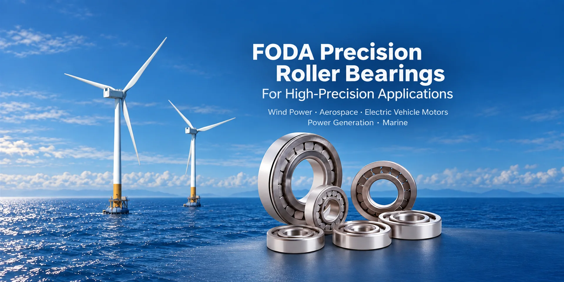 FODA custom precision roller bearings for wind power, aerospace, marine, automotive and power generation applications